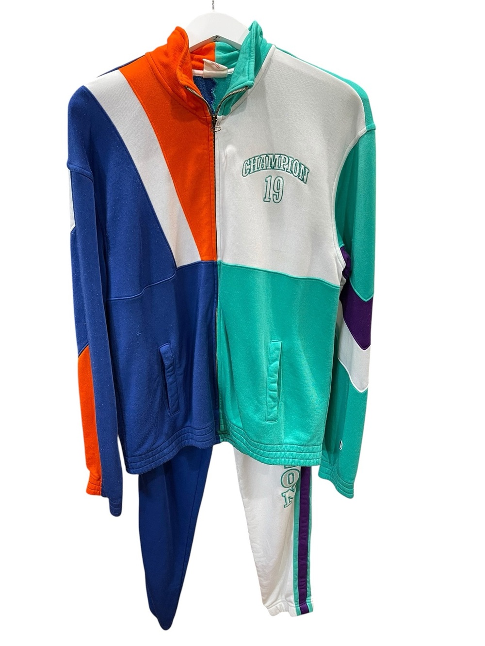 Vintage Champion Men’s Colorblock Track Sweat Suit 2 PC Jacket and Pants SZ M